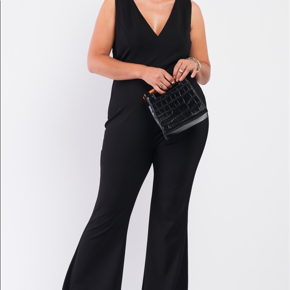 Black Deep V Jumpsuit